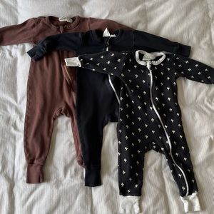 Bundle of 3 Parade Organics Zipper Rompers